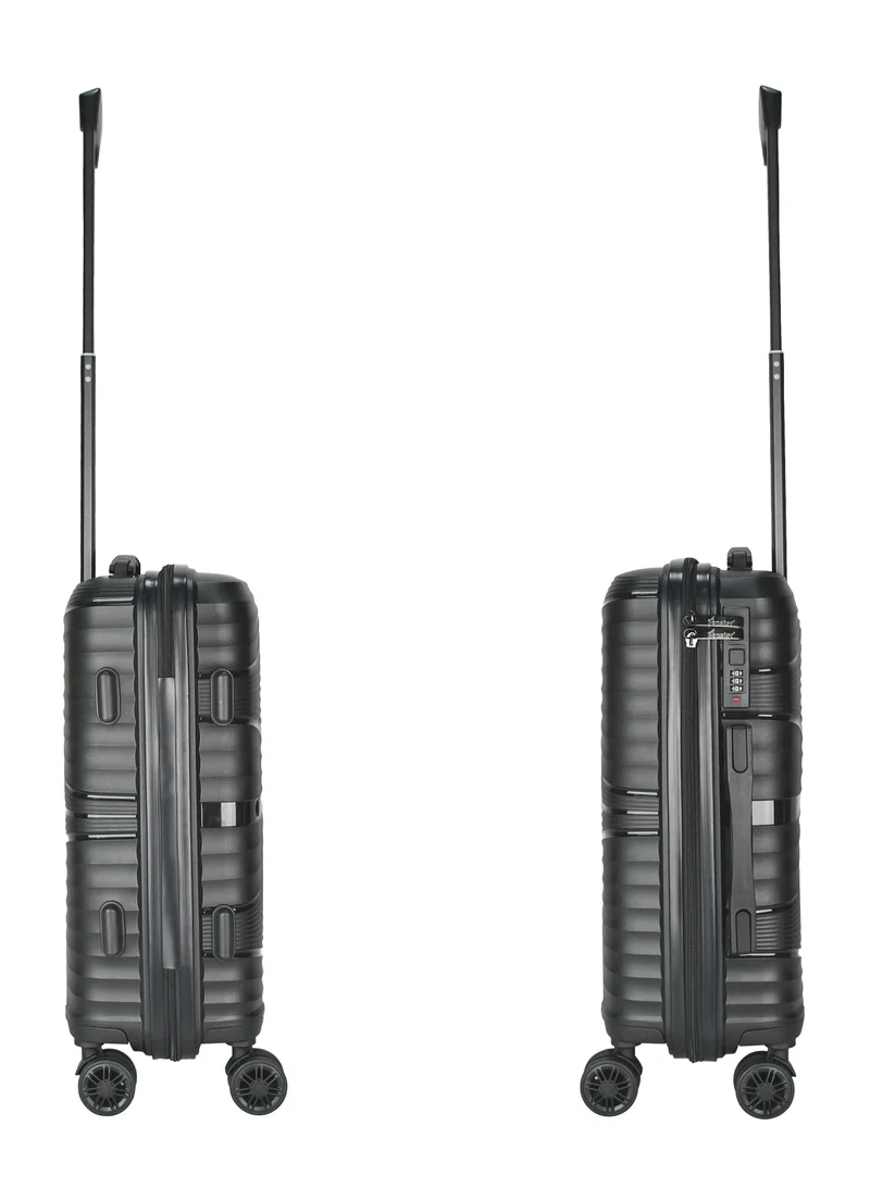 Senator black hard case carry on luggage trolley for unisex polypropylene lightweight 4 double wheeled suitcase with built in tsa type lock travel bag kh1005 black  | Best Price UAE