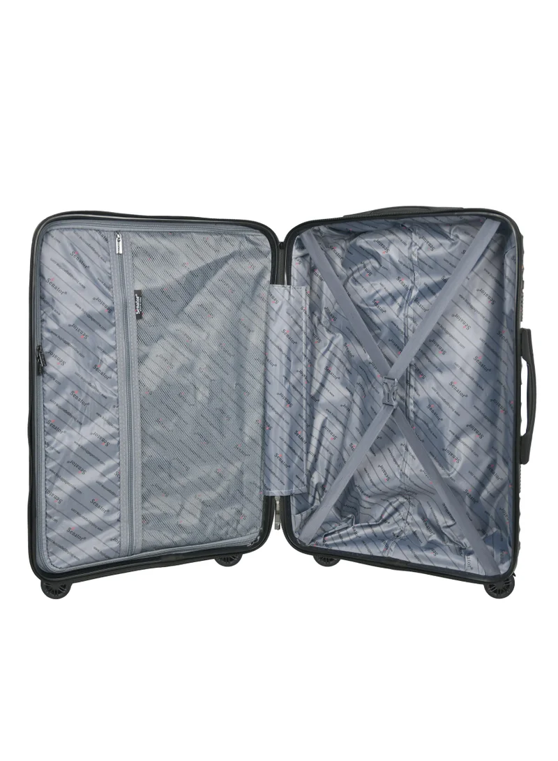 Senator black hard case carry on luggage trolley for unisex polypropylene lightweight 4 double wheeled suitcase with built in tsa type lock travel bag kh1005 black  | Best Price UAE