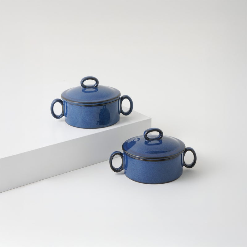 La Mesa 2pcs stoneware mini bowl set, blue 13*8.9*4 cm - Image 2