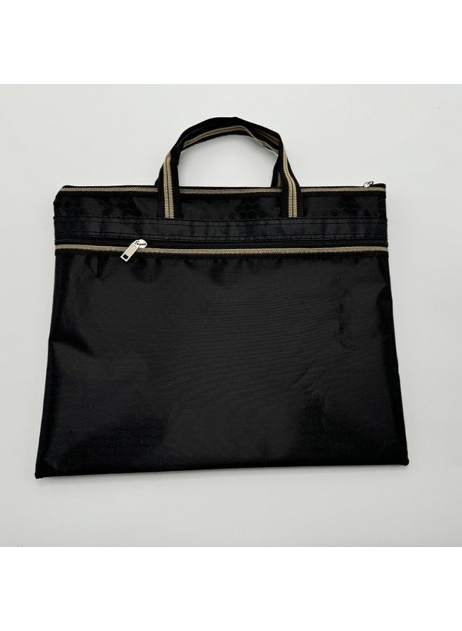 Briefcase Oxford Cloth Document Bag Meeting Satchel Conference Bag Labor Bag Large Capacity Business Briefcase Zipper Bag-Color:1377 Black-Size:Other Sizes