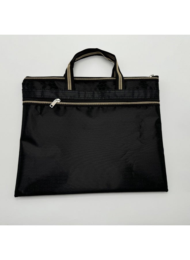 Briefcase Oxford Cloth Document Bag Meeting Satchel Conference Bag Labor Bag Large Capacity Business Briefcase Zipper Bag-Color:1377 Black-Size:Other Sizes