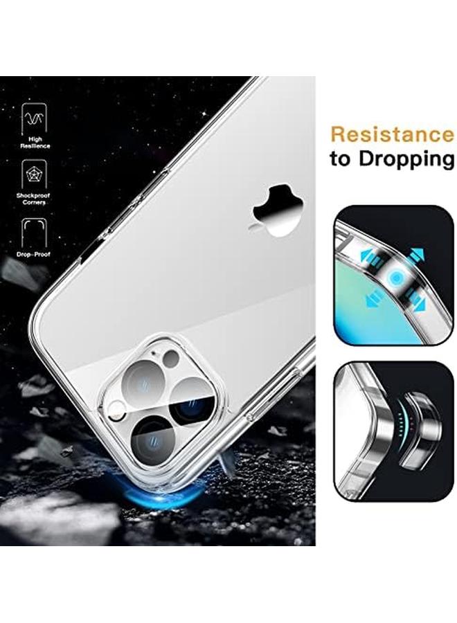 جي تيك جراب 5 في 1 لهاتف Iphone 12 Pro Max مقاس 6.7 بوصة مع قطعتين من واقي الشاشة وواقي عدسة الكاميرا غير قابل للاصفرار وغطاء كامل من الزجاج المقوى المقاوم للصدمات وغطاء هاتف شفاف - Image 4