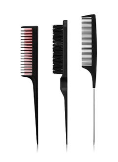 KASTWAVE 3 Pieces Hair Styling Comb Set, Includes Teasing Hair Brush Fluffy Hair Brush, Rat Tail Comb Teasing Comb and Triple Teasing Comb for Back Brushing, Combing, Slicking Hair  - Image 1
