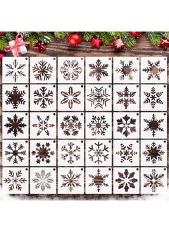HOWAF 30 Pieces Snowflake Christmas Stencils 3X3 Inches Winter Christmas Stencils Reusable Craft Snowflake Stencils For Painting On Wood Wall Door Fabric Christmas Holiday Drawing Stencil Template  - Image 1