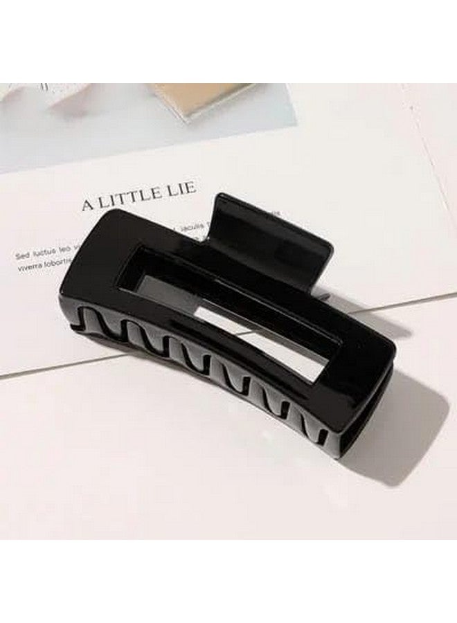 HKD SALES Black Hair Claw Clips Large Hair Clips for Women Girls, 4.2'' Matte Rectangle Hair Clips for Thick Hair - Image 2