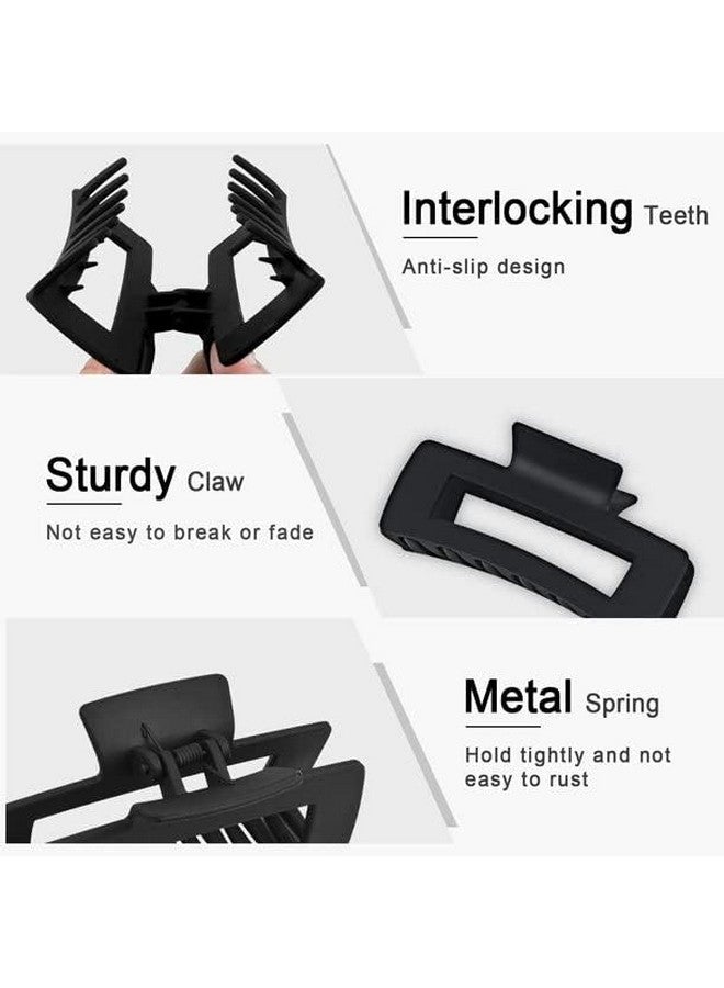 HKD SALES Black Hair Claw Clips Large Hair Clips for Women Girls, 4.2'' Matte Rectangle Hair Clips for Thick Hair - Image 5