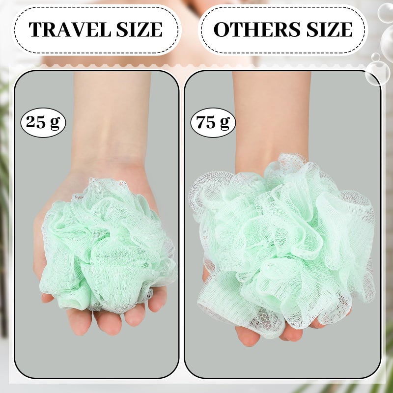 Funnymoom 12 Pcs Travel Size Loofah Individually Wrapped, Small Shower Puff Bath Sponge Pouf Ball Bulk Mesh Bath Puff Mini Loofah Sponge with Case Bulk for Shower Care (25g,Colorful) - Image 2