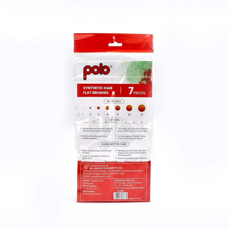 POLO Synthetic Hair Flat Brush Set - 7 Piece Collection | Professional Flat Artist Brushes for Acrylic, Watercolor, Oil Painting | Durable, Precise, a - Image 2