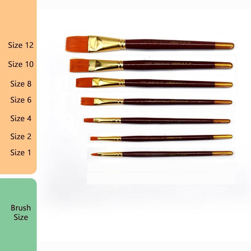 POLO Synthetic Hair Flat Brush Set - 7 Piece Collection | Professional Flat Artist Brushes for Acrylic, Watercolor, Oil Painting | Durable, Precise, a - Image 5