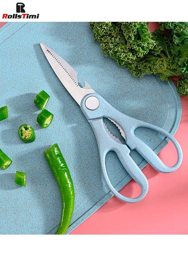 RollsTimi  7-Piece Wheat Straw Kitchen Knife With Cutting Board Set,Blue  - Image 5