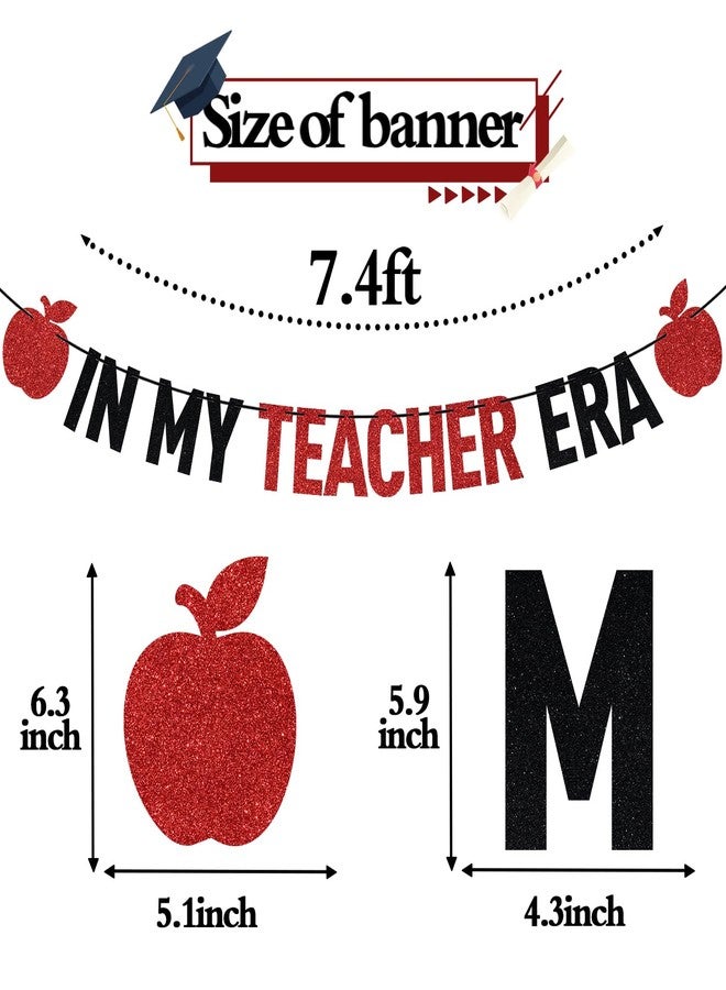 ZACHAKO Black Glitter In My Teacher Era Banner, Congrats Grad 2026/Class of 2026/From Student to Teacher, 2026 Graduation Party Decorations Supplies - Image 2