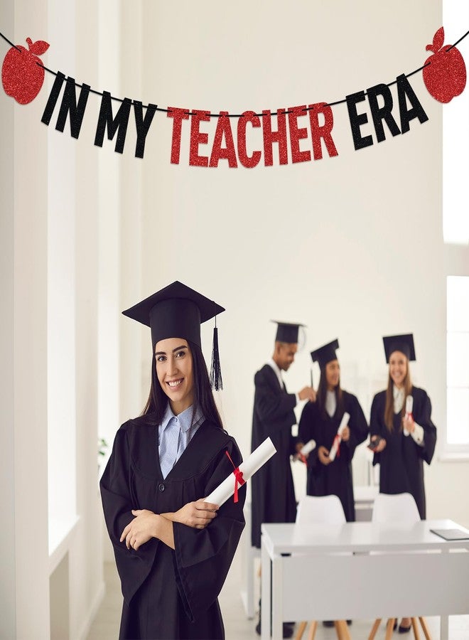 ZACHAKO Black Glitter In My Teacher Era Banner, Congrats Grad 2026/Class of 2026/From Student to Teacher, 2026 Graduation Party Decorations Supplies - Image 3