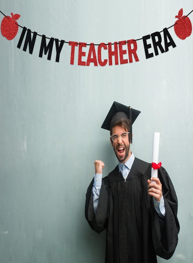 ZACHAKO Black Glitter In My Teacher Era Banner, Congrats Grad 2026/Class of 2026/From Student to Teacher, 2026 Graduation Party Decorations Supplies - Image 4