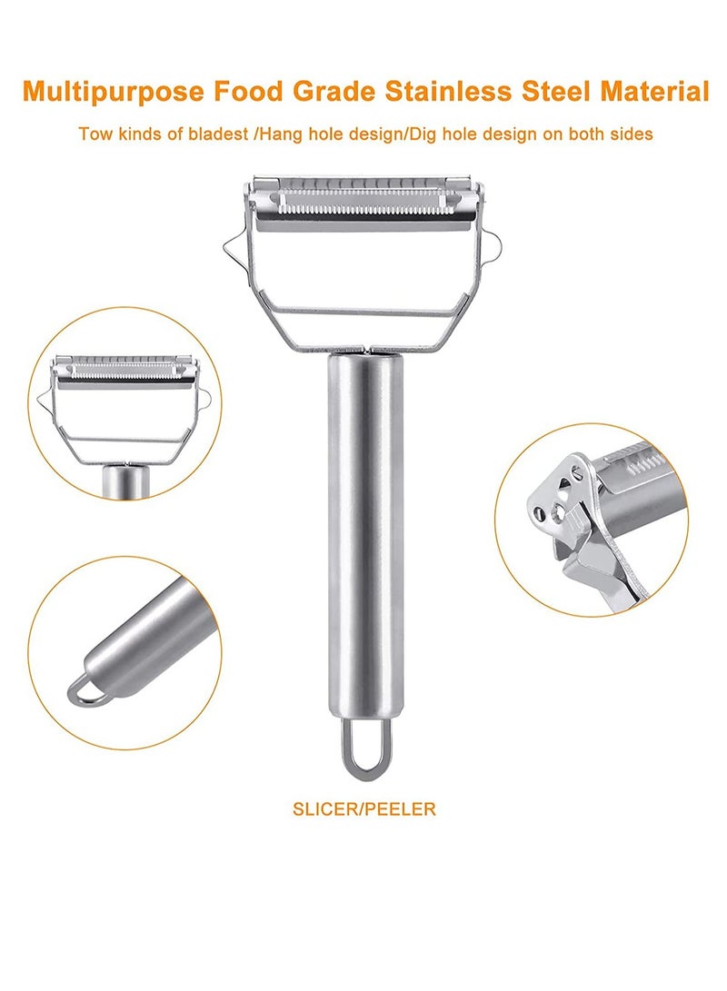Excefore Peeler Stainless Steel Cutter Slicer for Carrot Potato Melon Gadget Vegetable Fruit Steel Peeler Double Sided Blade Multi-functional Vegetable Cutter and Fruit Slicer Dual Blade for Kitchen - Image 4