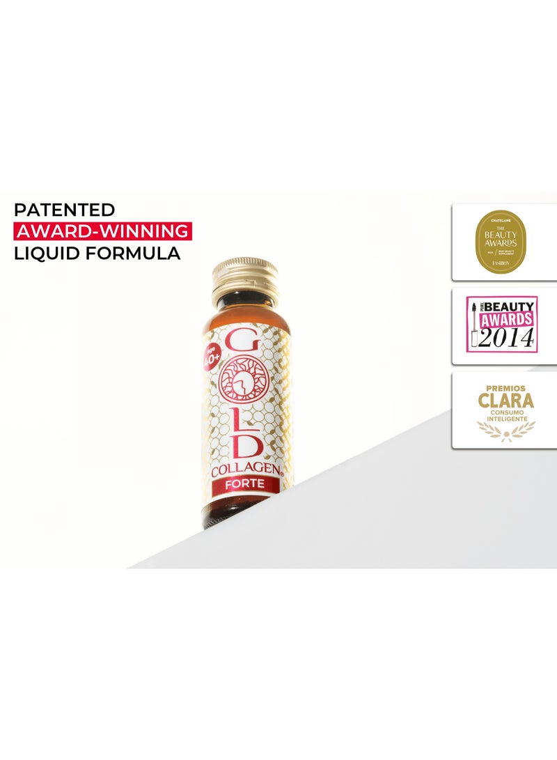 Gold Collagen GOLD COLLAGEN® Forte 10 Day - Advanced Collagen Supplement Anti-Aging for Youthful Skin, Hair & Nails | +40 age | Peach & Lychee Flavor | 50ml x 10 bottles  - Image 3