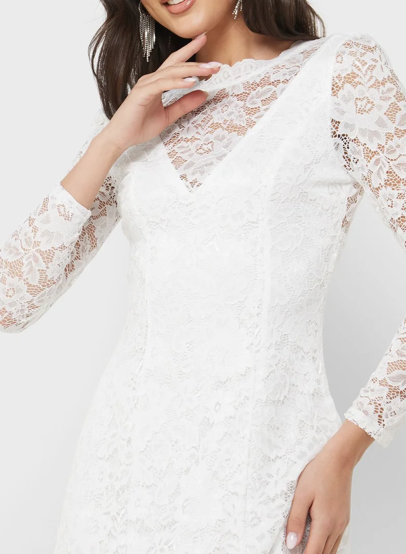 skirt and stiletto Lace Insert Skater Dress