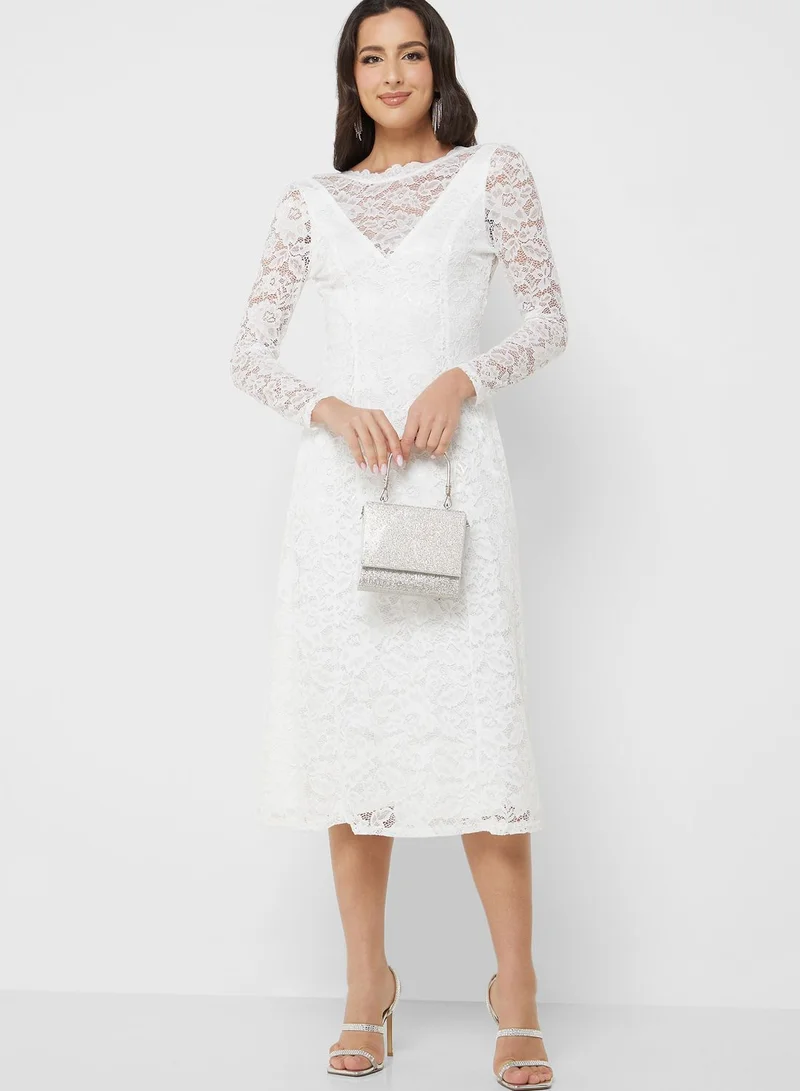 skirt and stiletto Lace Insert Skater Dress