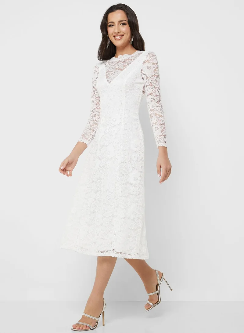 skirt and stiletto Lace Insert Skater Dress