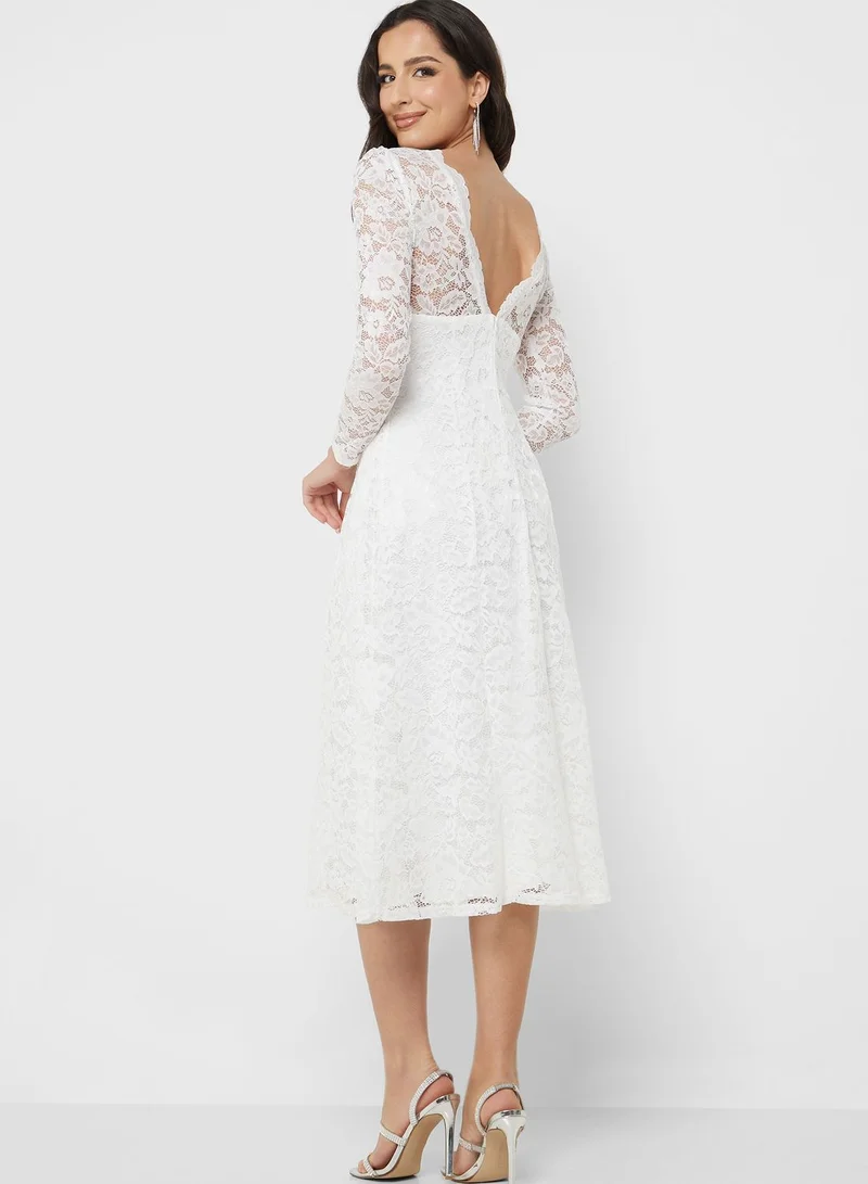 skirt and stiletto Lace Insert Skater Dress