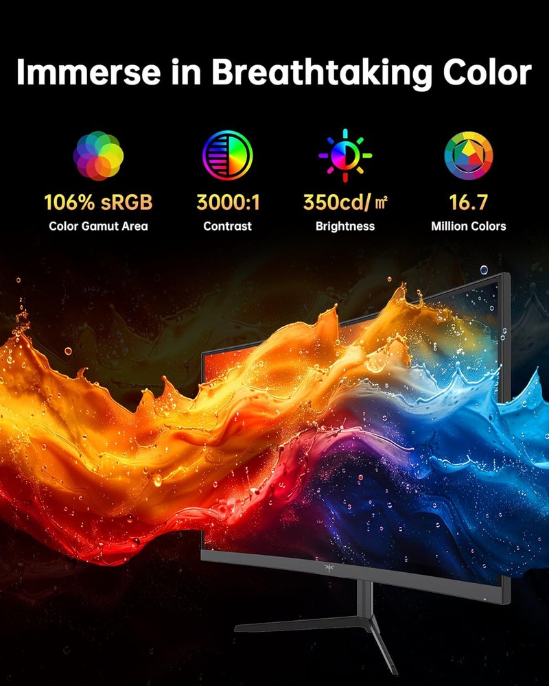 KTC 24 Inch Curved 240Hz Gaming Monitor, FHD 1500R Curved Computer Monitor 1080P, 3000:1 Contrast, Adaptive Sync, HDR, MPRT 1ms, HDMI DisplayPort, Low Blue Light, Tilt, VESA Mount, H24S17P - Image 5
