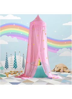 XiuWoo Canopy for 1.5-1.8m Bed with Glow in The Dark Stars,Bed Canopy Curtains for Kids Baby Crib Twin Full Queen Size Bed,Canopy for Girls Room Decor,Pink  - Image 4