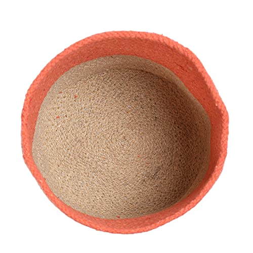 LaVichitra Braided Cotton Baskets | Storage Bins Organizer | Laundry, Toys & Planter Basket- Set of 2 (10 Inch), Orange - Image 5