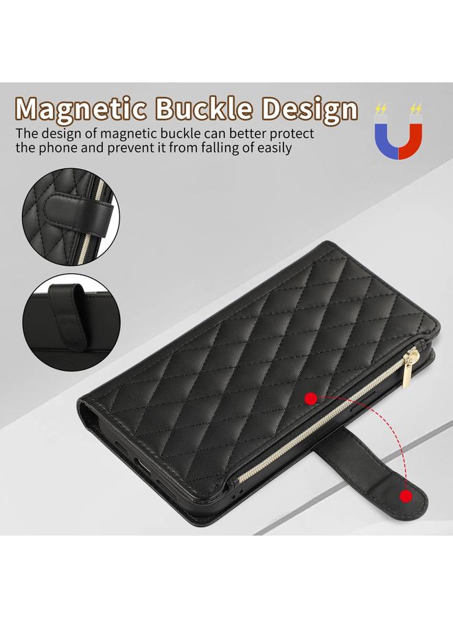 S-TOP Case For Samsung Galaxy A32 4G Rhombic Zipper Wallet Leather Phone Case - Image 3