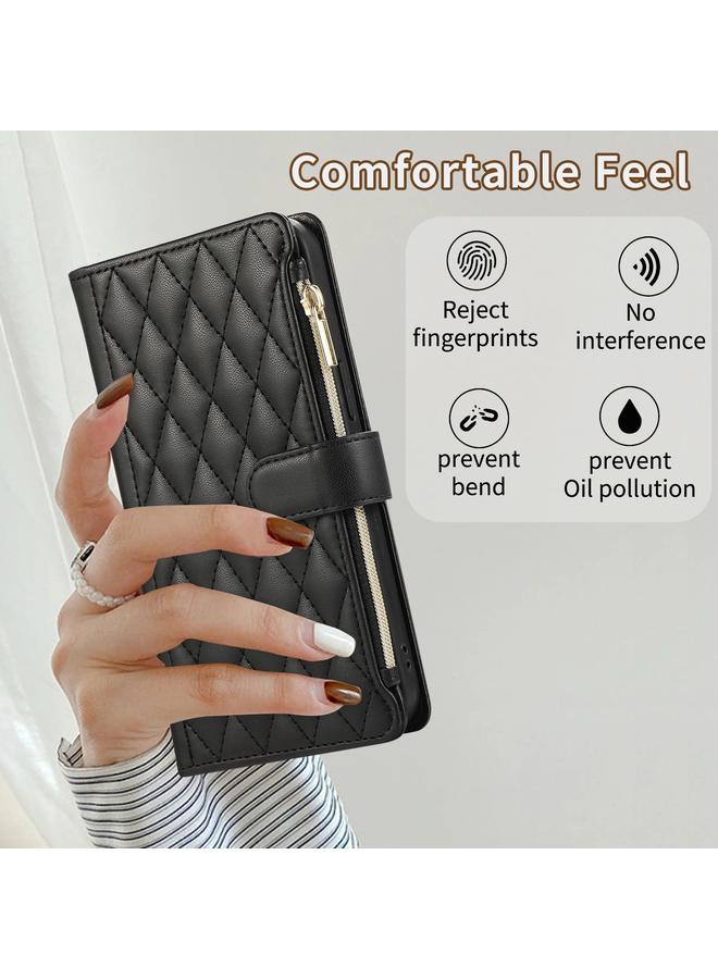 S-TOP Case For Samsung Galaxy A32 4G Rhombic Zipper Wallet Leather Phone Case - Image 5