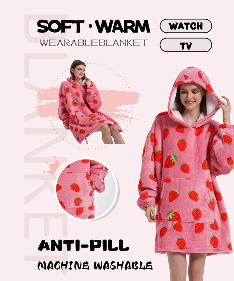 Solvienne Wearable Blanket Hoodie, Men Women Soft Flannel with oversized Pocket Christmas Halloween Cozy Lounge Wear - Image 2