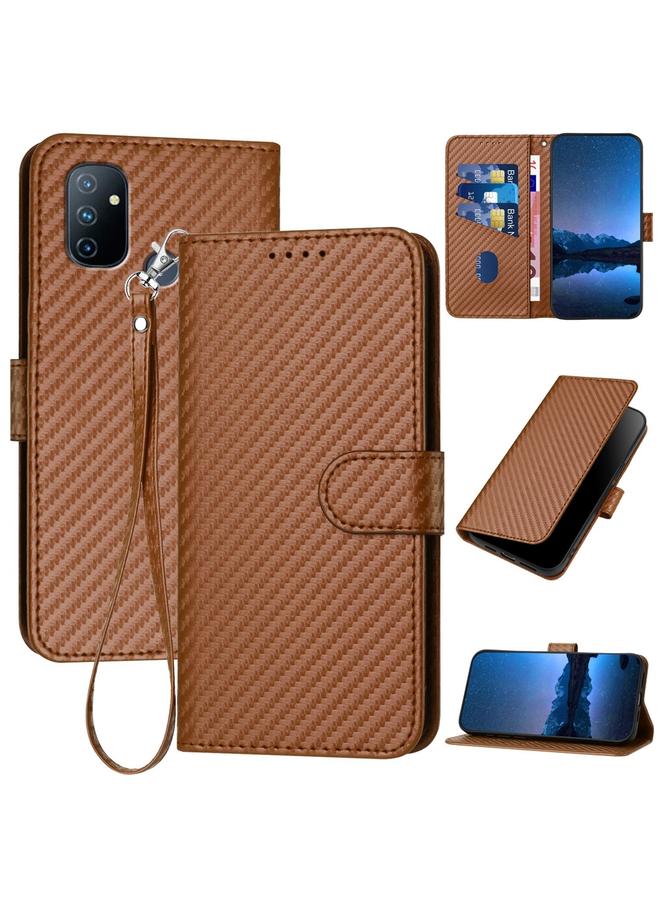 S-TOP Case For OnePlus Nord N100 4G YX0070 Carbon Fiber Buckle Leather Phone Case with Lanyard - Image 1