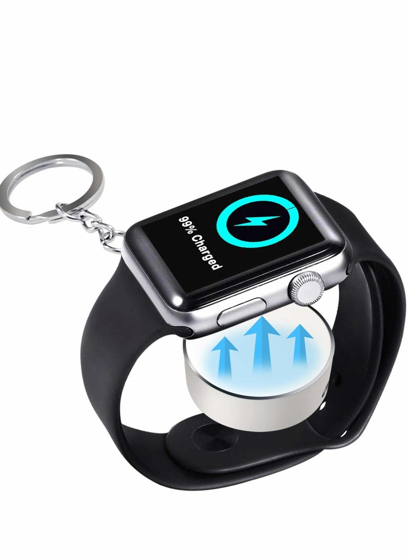 Excefore Upgrade Watch Charger for iWatch Portable Wireless Charging Compitable with Apple Series 6/5/4/3/2/1, Keychain Style White - Image 1