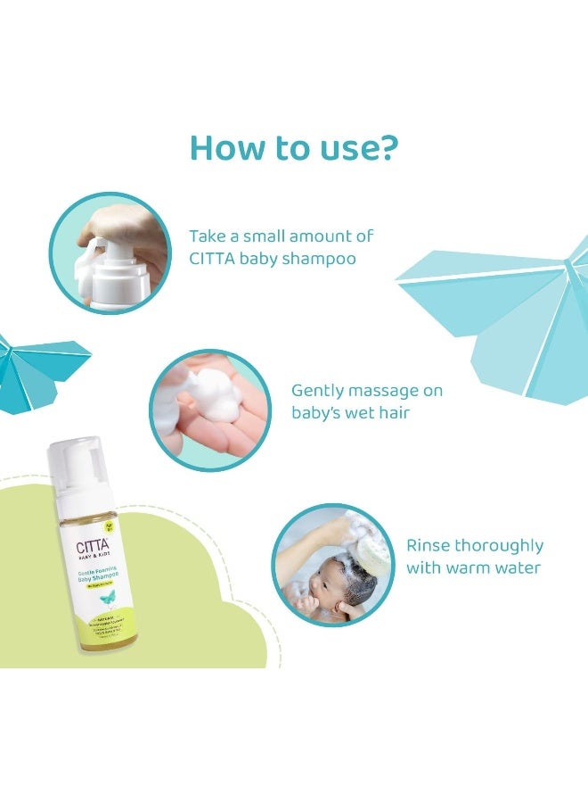 CITTA Gentle Tear-free Foaming Baby Shampoo for new born | For delicate scalp | Natural Baby Shampoo For Kids with Coconut Oil, Olive Oil and Oats | Promote hair growth | 150 ml - Image 4