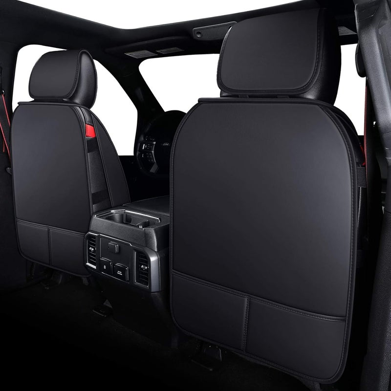 Aierxuan Custom Fit Seat Covers for 2015-2020 Ford F-150, F250, F350, F450 - Waterproof Leather Cushion (Full Set, Black-Red) - Image 3