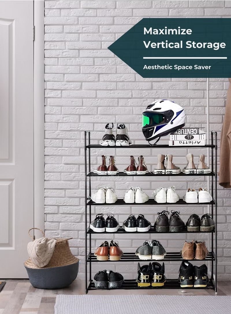 Beauenty 6 Tier Shoe Rack and Organiser, Sturdy Metal Shoe Organizer Space Saver for Entryway, Easy to Assemble Compact Shoes Rack with Large Capacity, Free Standing Shoe Storage Cabinet 80x26x109 cm - Image 4