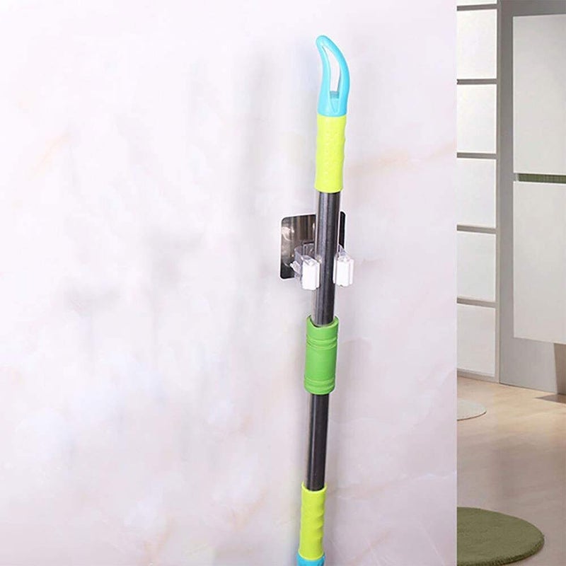 ZIVIK ZIVIK No Drilling Broom Mop Holder Pack of 4 Broom Gripper Holds Self Adhesive Wall Mounted Storage Rack Bathroom Broom Hanger Clip Storage Racks Bathroom Stickers Mop Rack 4 - Image 4