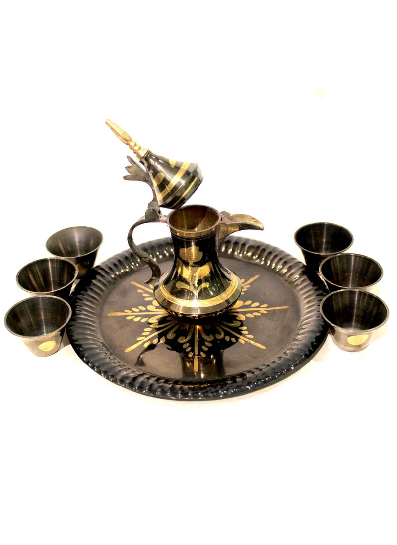 Antique Museum - BRASS DUBAI COFFEE POT SET 6 INCHES BLACK-ALN32-BA133 - Image 1