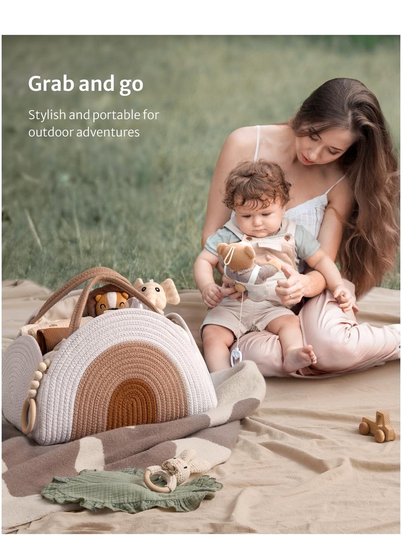 Baby Diaper Caddy Organizer, Cotton Rope Diaper Caddy Basket, Large Storage Basket for Newborn Boys and Girls, Gift for Baby Shower List, Newborn Essentials - Image 5