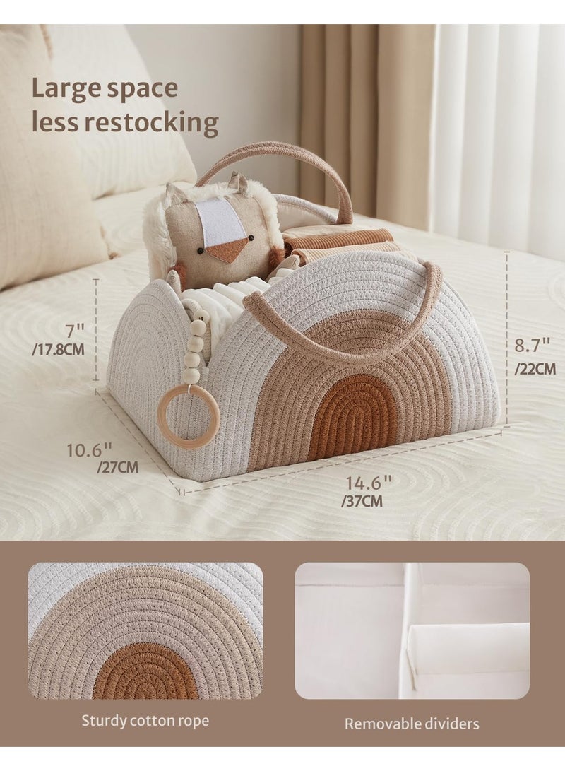 Baby Diaper Caddy Organizer, Cotton Rope Diaper Caddy Basket, Large Storage Basket for Newborn Boys and Girls, Gift for Baby Shower List, Newborn Essentials - Image 3