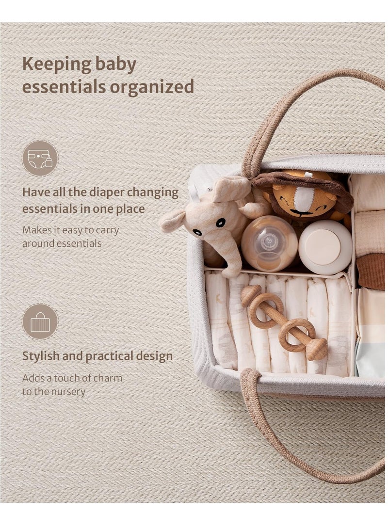 Baby Diaper Caddy Organizer, Cotton Rope Diaper Caddy Basket, Large Storage Basket for Newborn Boys and Girls, Gift for Baby Shower List, Newborn Essentials - Image 2