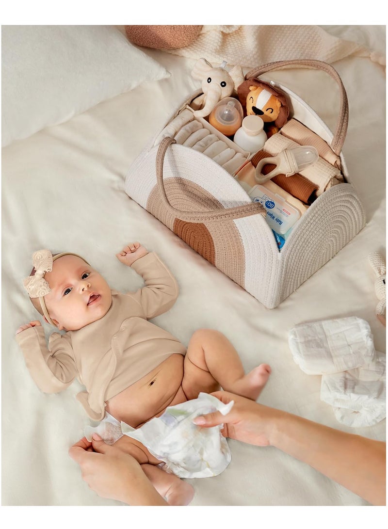 Baby Diaper Caddy Organizer, Cotton Rope Diaper Caddy Basket, Large Storage Basket for Newborn Boys and Girls, Gift for Baby Shower List, Newborn Essentials - Image 4