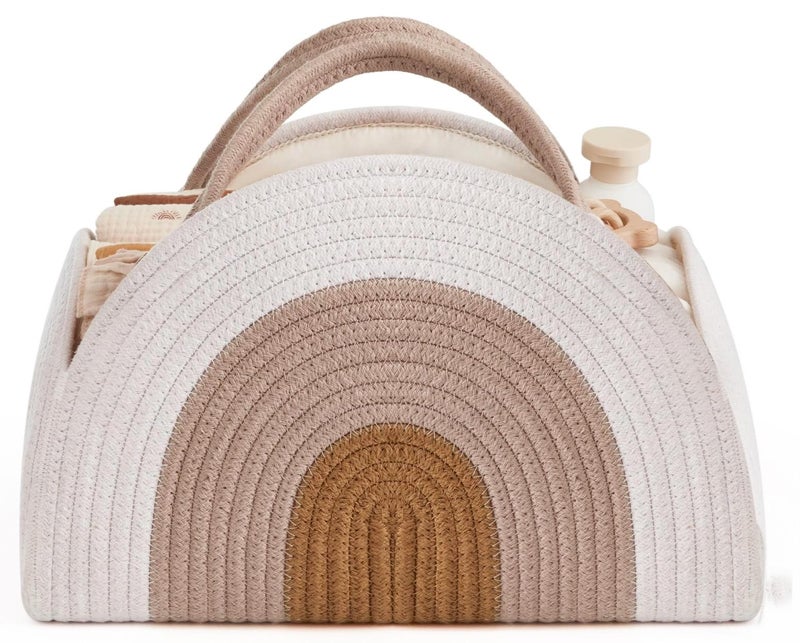 Baby Diaper Caddy Organizer, Cotton Rope Diaper Caddy Basket, Large Storage Basket for Newborn Boys and Girls, Gift for Baby Shower List, Newborn Essentials - Image 1