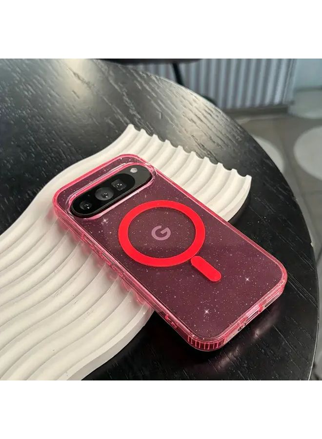 Transparent Pink Magnetic Phone Case for Google Pixel 9 Pro XL Minimalist Durable - Image 1
