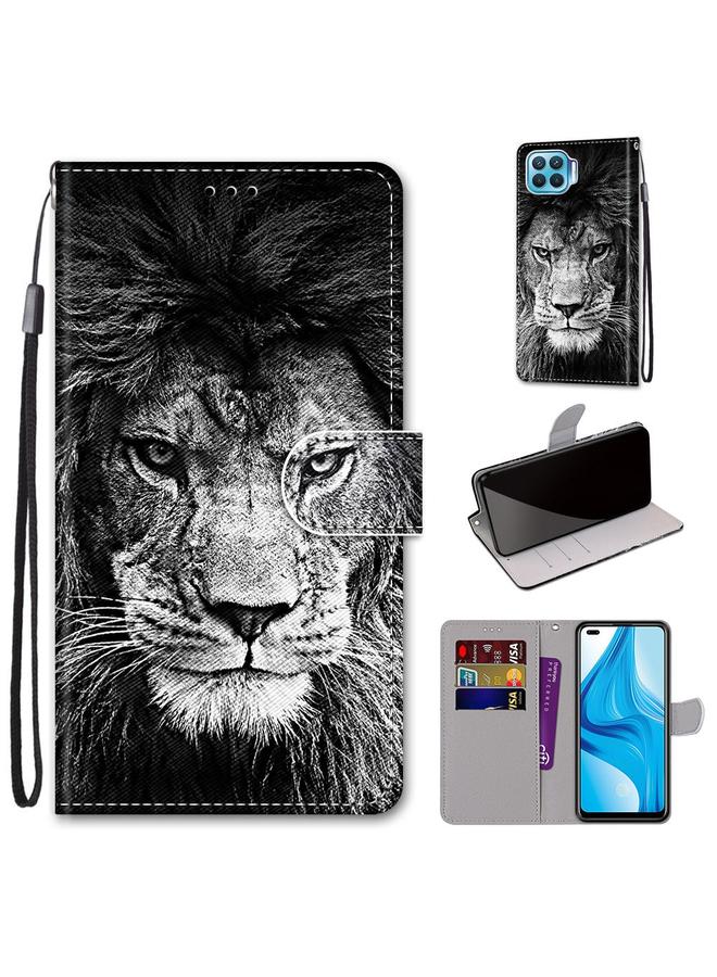 S-TOP Case For OPPO F17 Pro / A93 4G / Reno4 Lite / Reno4 F Coloured Drawing Cross Texture Horizontal Flip PU Leather Case with Holder & Card Slots & Wallet & Lanyard - Image 1