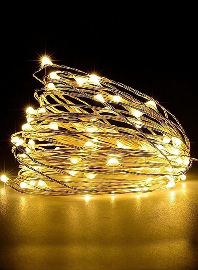 ABJ أضواء خيط LED لغرفة النوم، 100 ضوء LED أصفر مقاوم للماء، أضواء خيط للاستخدام الداخلي والخارجي، أضواء خيط سحرية 8 أوضاع، أضواء LED للفعاليات والديكور - Image 2