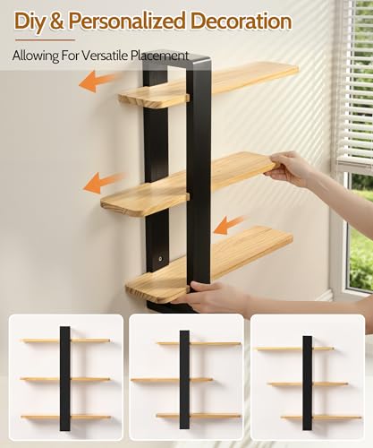 SUMGAR Floating Shelves for Wall Mounted Shelving Unit All Pine Wood 3 Tier Large Shelf for Bedroom Living Room Office Bathroom Home Decoration Storage Plant Photo Display Modern 20in - Image 3