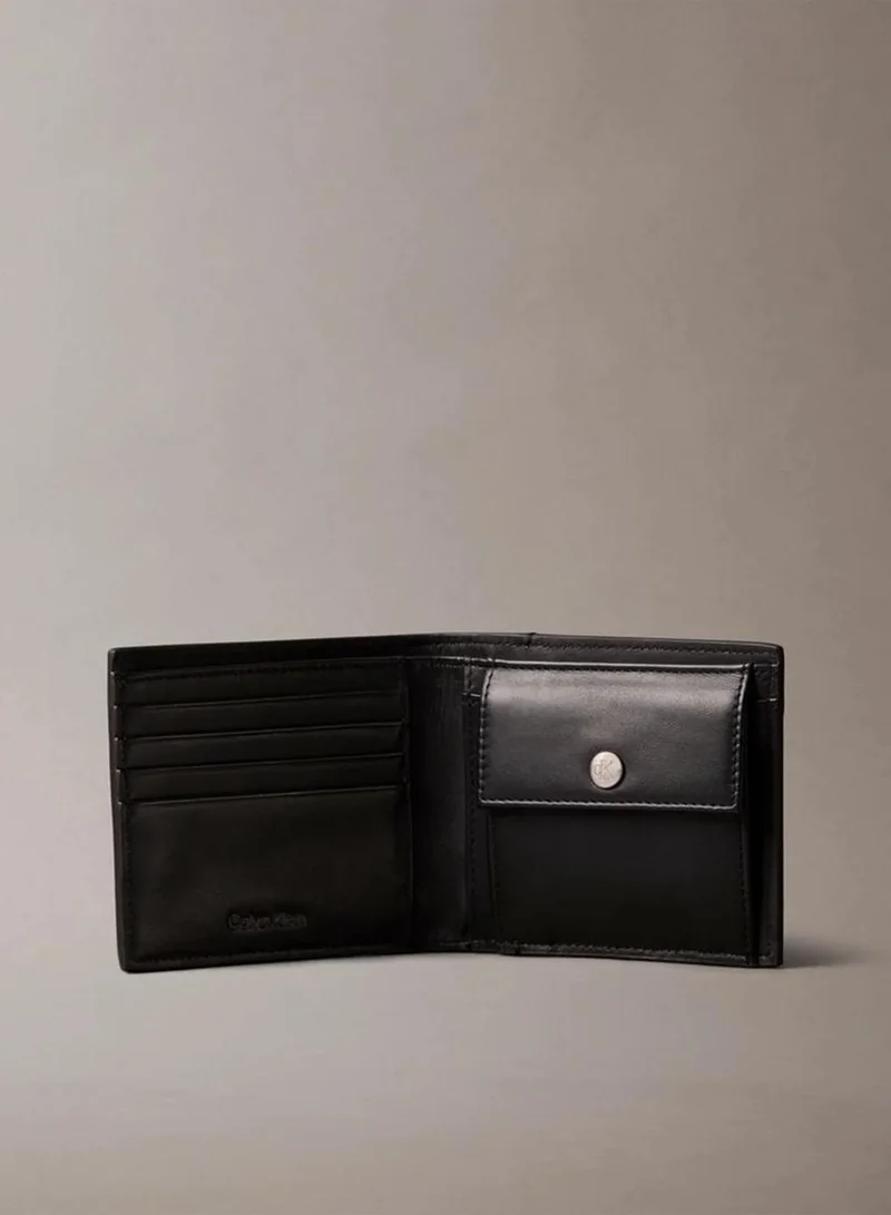 Calvin Klein Black Allover Emblem Logo Bifold Wallet With Coin Pouch for Men | Best Price UAE