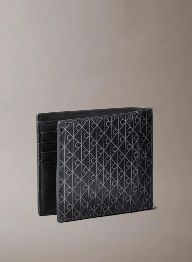 Calvin Klein Black Allover Emblem Logo Bifold Wallet With Coin Pouch for Men | Best Price UAE