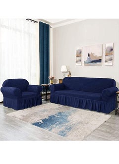 Arabest Elastic Sofa Cover with Skirt,Stretch Sofa Slipcover Furniture Protector Washable Soft Couch Cover for Living Room Elastic Fabric Sofa Cover with Skirt, For Living Room Bed Room For one seater sofa(Dark Blue)  - Image 3