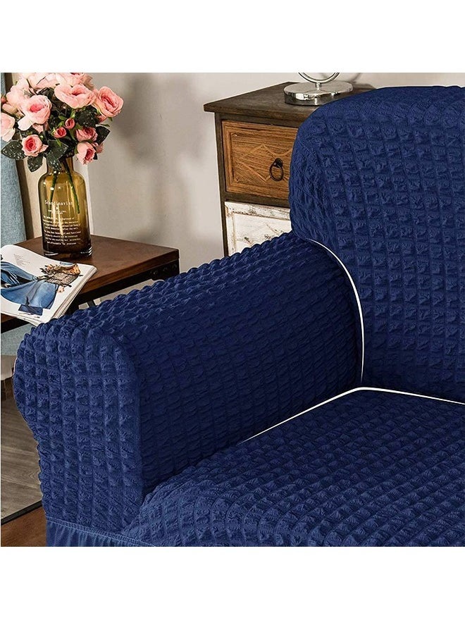 Arabest Elastic Sofa Cover with Skirt,Stretch Sofa Slipcover Furniture Protector Washable Soft Couch Cover for Living Room Elastic Fabric Sofa Cover with Skirt, For Living Room Bed Room For one seater sofa(Dark Blue)  - Image 5