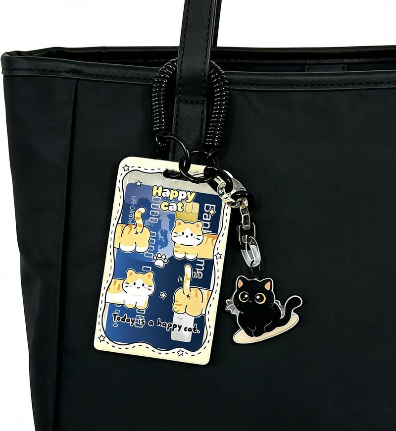 SAMIQU Cat Photocard Holder Keychain – Transparent & Cute Photo Card Holder With Charm for Kpop Photocards,Bus Metro Cards, and ID Badges(Set of 2) - Image 2
